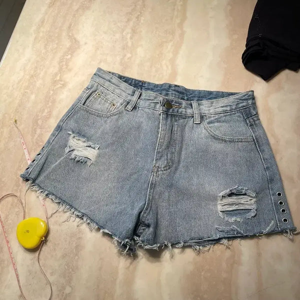 [BUNJANG] Y2K Punching Damage Denim Hot Pants / y2k 펀칭 데미지 데님 반바지 핫팬츠 숏팬츠