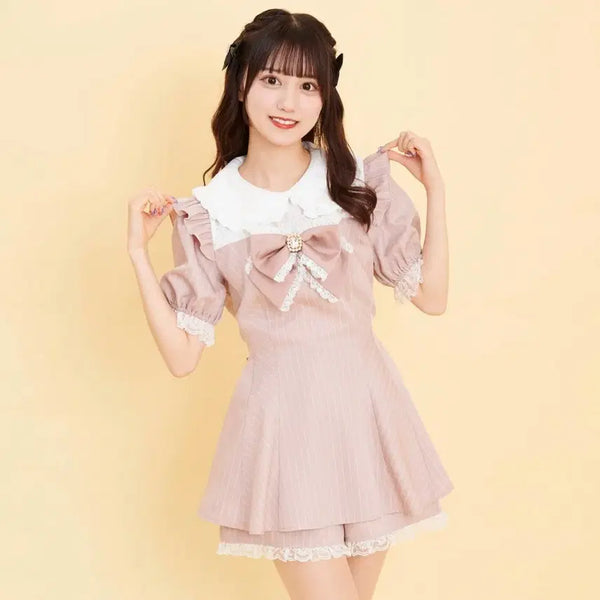 [BUNJANG] Secret Honey Ruffle Lace Setup - Pink / 시크릿허니 러플 레이스 셋업 리즈리사 마즈 양산형 노에미 허니뮤 미셸마카롱
