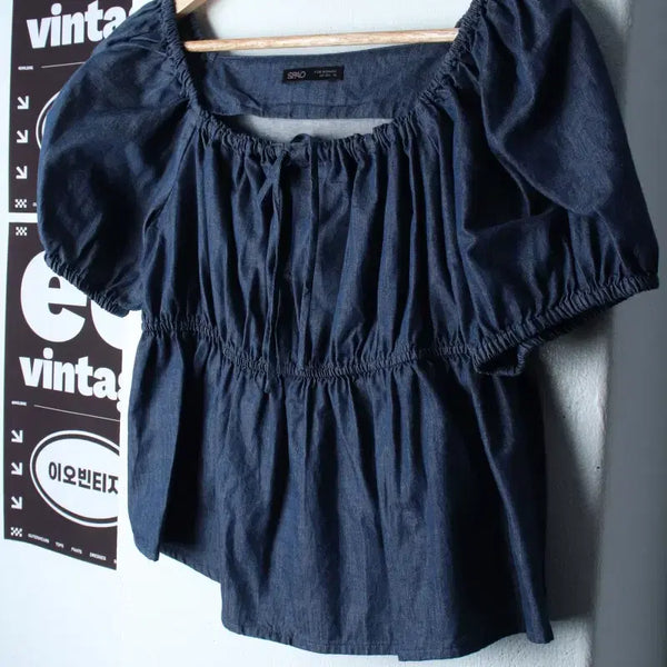 [BUNJANG] SPAO Collar T-shirt / W(M) 스파오 반팔 카라 티셔츠 셔츠 남방 블라우스 데님-H35499