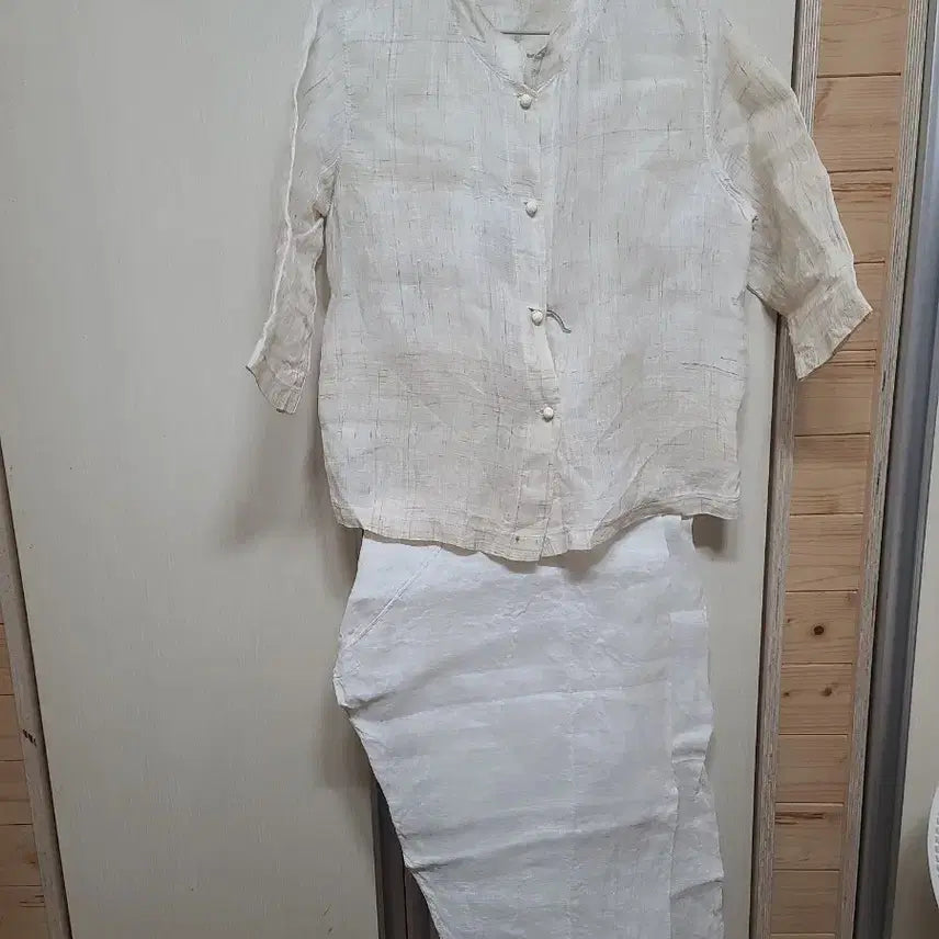 [BUNJANG] Men's Korean Hemp Linen 7-Sleeve Blouse and Pants Set / 남성용:국산삼베 모시바지 7부 소매 블라우스 바지 세트