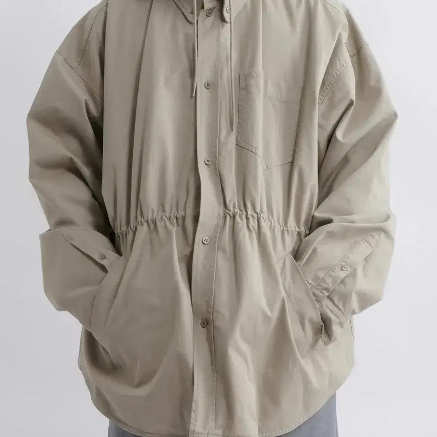 [BUNJANG] Balenciaga Oversized Hooded Outer Shirt Jacket Khaki M / 발렌시아가 오버 후드 아우터 셔츠 바켓 카키 M
