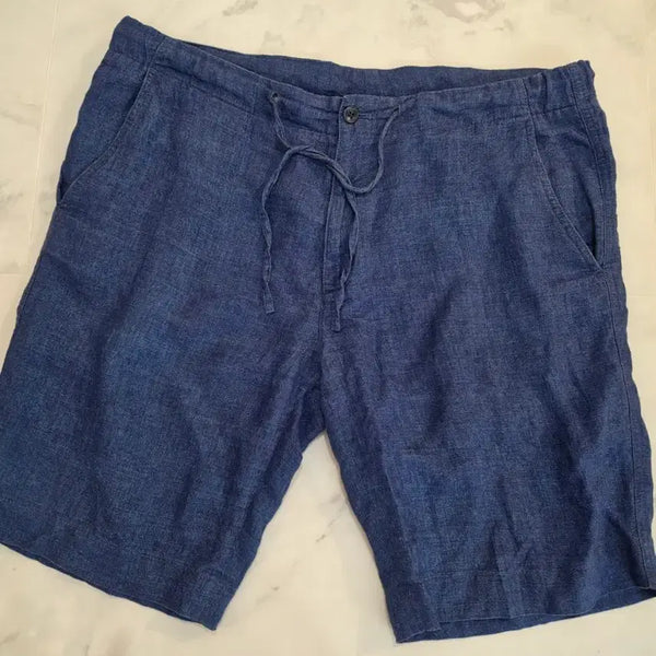[BUNJANG] Loro Piana Linen Drawstring Easy Shorts Indigo L / 로로피아나 린넨 드로우스트링 이지 쇼츠 인디고 L