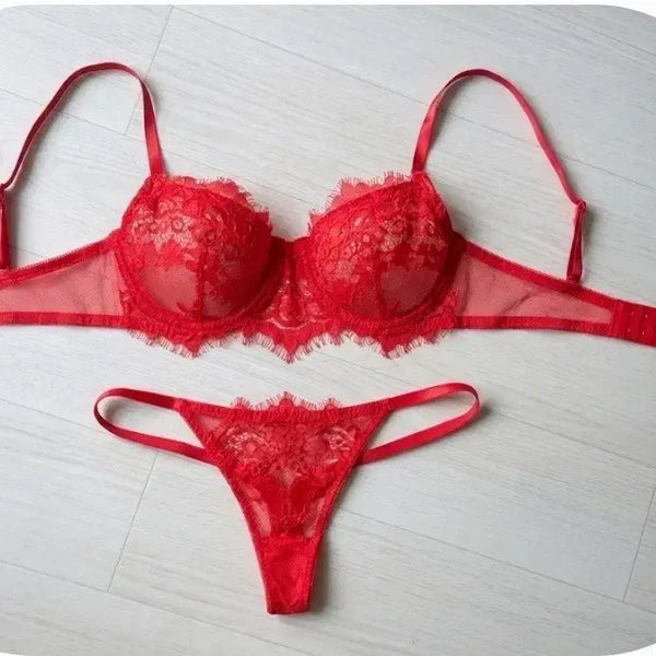 [BUNJANG] Red Lace Lingerie Set / 빨간색 레이스 속옷 세트