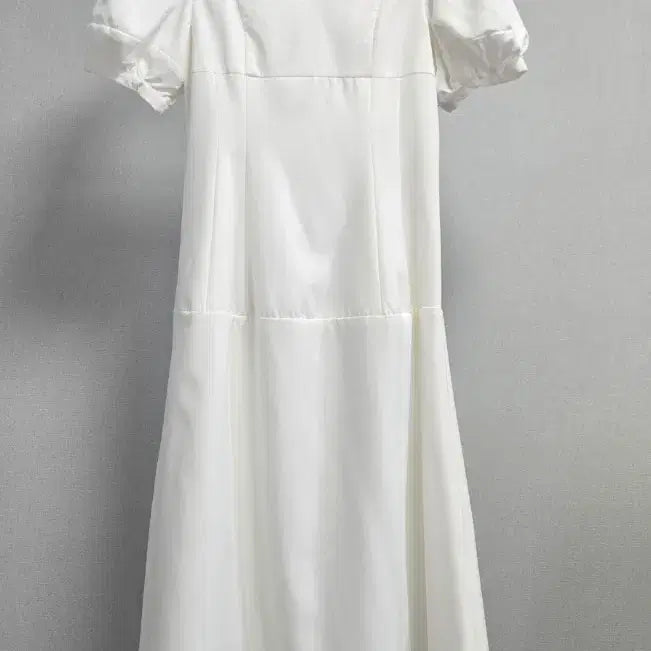 [BUNJANG] White Square Neck Puff Sleeve Long Dress / 화이트 스퀘어넥 퍼프소매 롱 원피스