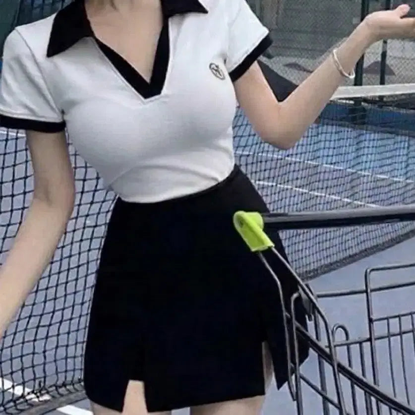 [BUNJANG] Tennis Skirt Shorts with Half-Sleeve T-shirt Set / 스타킹+서비스 | 애장템 테니스 치마바지+반팔티