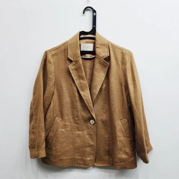 [BUNJANG] Prima Classe 55 Linen Jacket Camel / 프리마클라쎄 마자켓 55 린넨 카멜 쟈켓 55