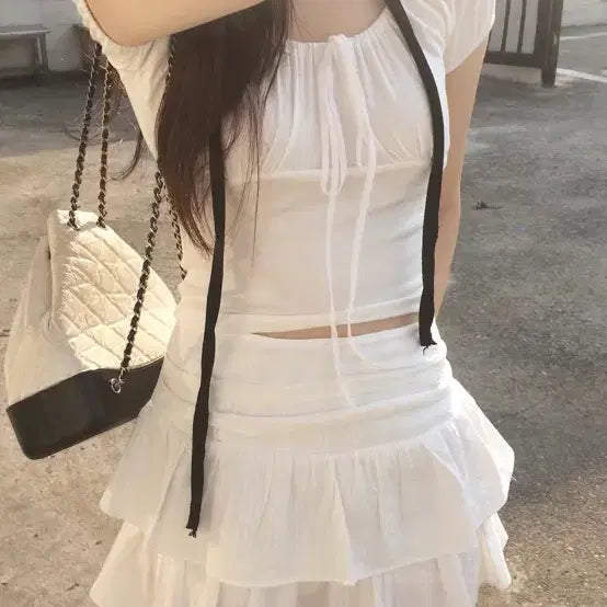 [BUNJANG] Modo Market Lace Banding T-Shirt / 새상품) 샵모도 레이스 밴딩티 모도마켓