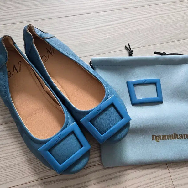 [BUNJANG] Namuhana Blue Mules/Flats with Buckle Detail + Dust Bag / 새상품)나무하나 블루 뮬/플랫 슈즈 + 더스트백