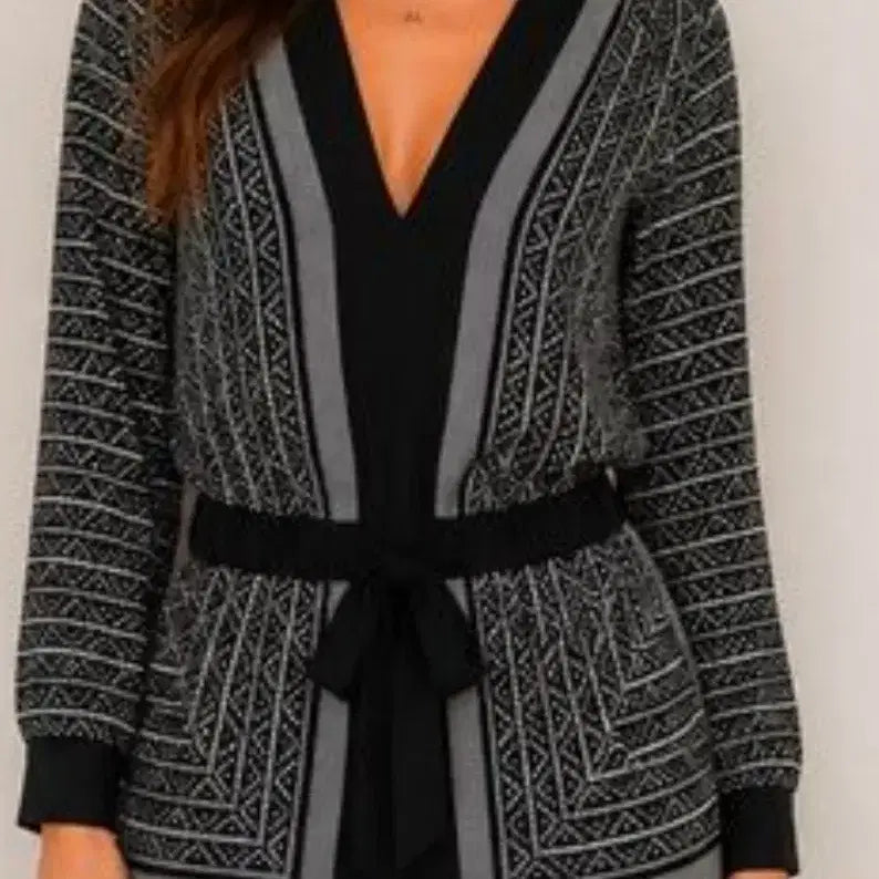 [BUNJANG] Black Geometric Pattern Chiffon Jumpsuit / 블랙  쉬폰 패턴 점프수트