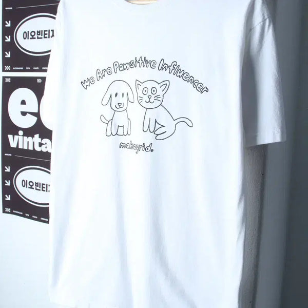 [BUNJANG] MAHAGRID Printing T-shirt White / (S-M) 마하그리드 반팔 티셔츠 프린팅 화이트 키치-H35437
