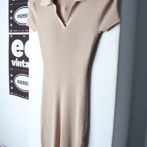 [BUNJANG] Munt Short Sleeve T-shirt Dress Beige / W(S) 문트 반팔 티셔츠 원피스 드레스 골지 베이지-H35439