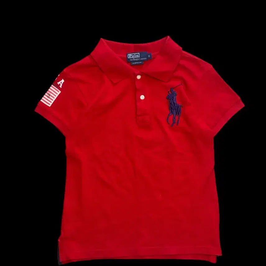 [BUNJANG] Polo Ralph Lauren Big Pony Flag Short Sleeve Polo Shirt / 폴로 랄프로렌 빅포니 성조기 반팔 카라티