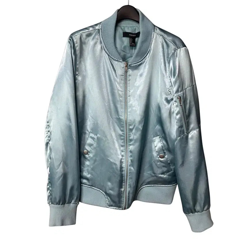 [BUNJANG] Forever 21 Sky Blue Satin MA-1 Jacket / S 포에버21 스카이블루 사틴 ma-1 자켓