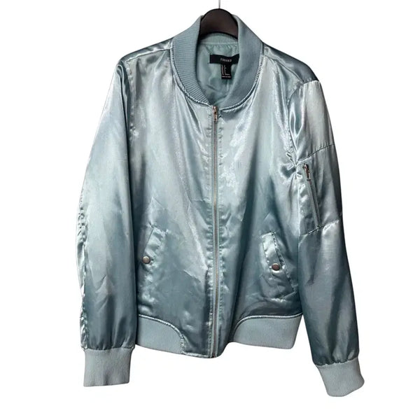[BUNJANG] Forever 21 Sky Blue Satin MA-1 Jacket / S 포에버21 스카이블루 사틴 ma-1 자켓