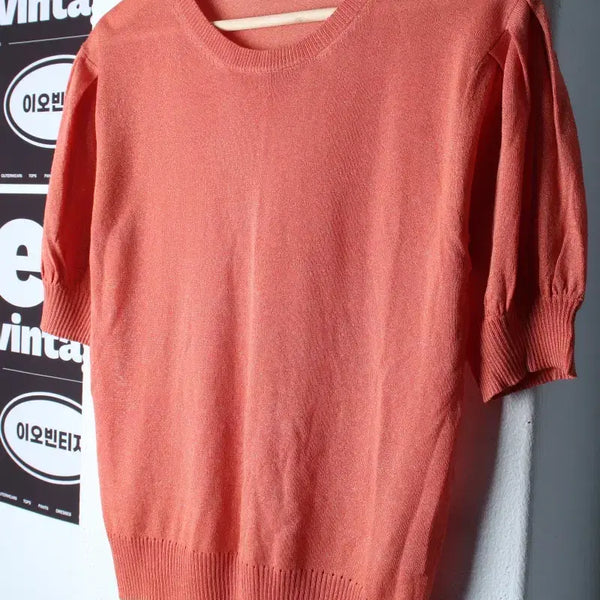 [BUNJANG] S-M A+G Short Sleeve T-shirt Knit Orange Pearl / W(S-M) A+G 엣지 반팔 티셔츠 니트 오렌지 펄-H35452