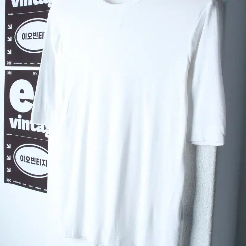 [BUNJANG] SPAO Plain White Cotton T-shirt / W(M) 스파오 반팔 티셔츠 무지 화이트 스판-H35453