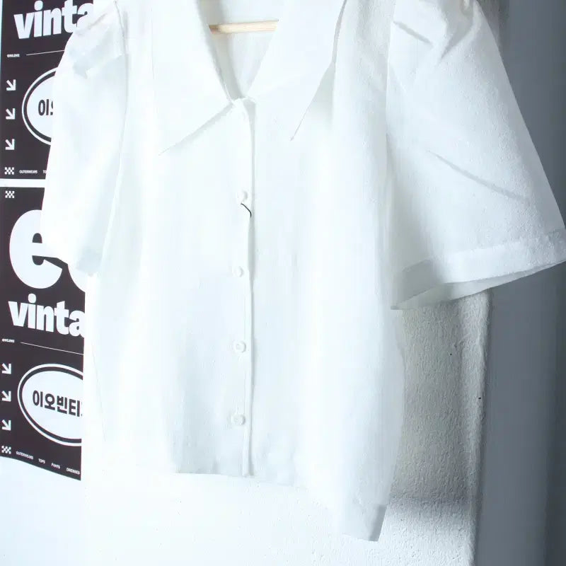 [BUNJANG] Motherso Half-Sleeve Collar T-shirt / W(S) 미쏘 반팔 카라 티셔츠 새상품 셔츠 남방 블라우스-H35454