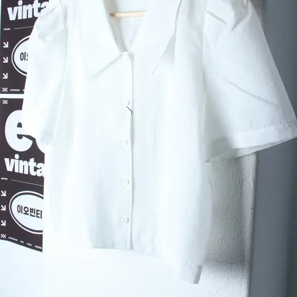 [BUNJANG] Motherso Half-Sleeve Collar T-shirt / W(S) 미쏘 반팔 카라 티셔츠 새상품 셔츠 남방 블라우스-H35454