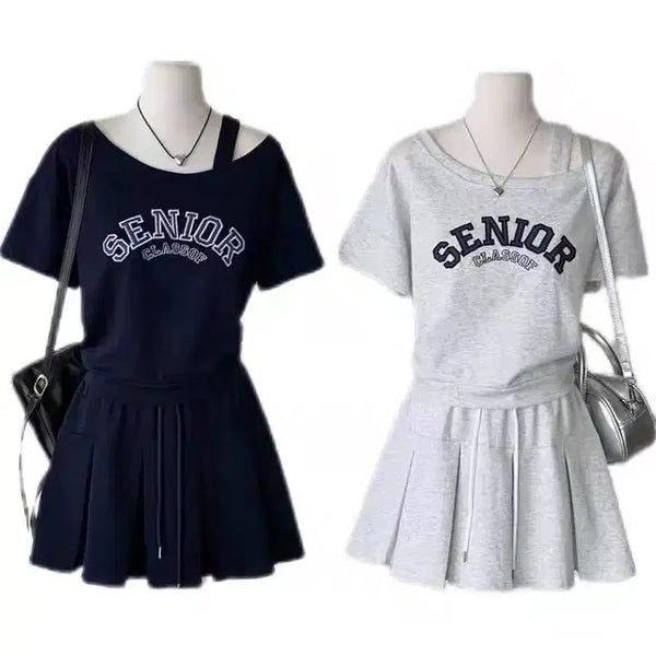 [BUNJANG] Senior Classic T-Shirt Pleated Skirt Set / 시니어 클래식 티셔츠 플리츠 스커트 세트