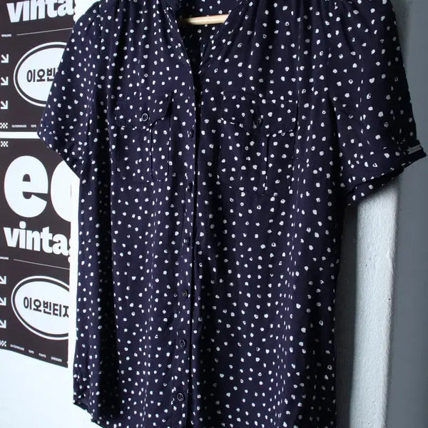 [BUNJANG] Hazzys Pattern Short Sleeve Collar T-Shirt / W(M) 헤지스 반팔 카라 티셔츠 셔츠 남방 블라우스 패턴-H35456