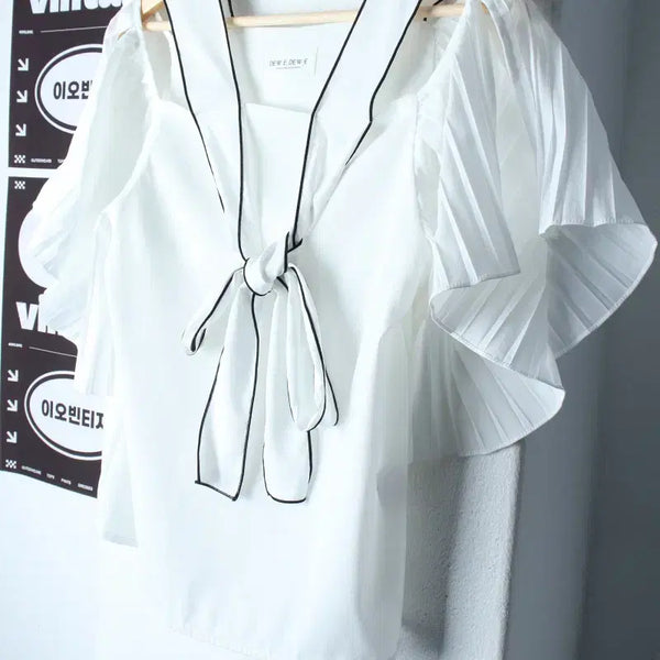 [BUNJANG] Dewy Dewy Short Sleeve Collar T-shirt / W(F) 듀이듀이 반팔 카라 티셔츠 셔츠 남방 블라우스-H35460