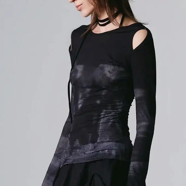 [BUNJANG] Nache Cut-Out Slim Fit Long Sleeveless Black / nache 나체 컷아웃 슬림핏 롱 슬리브리스 블랙