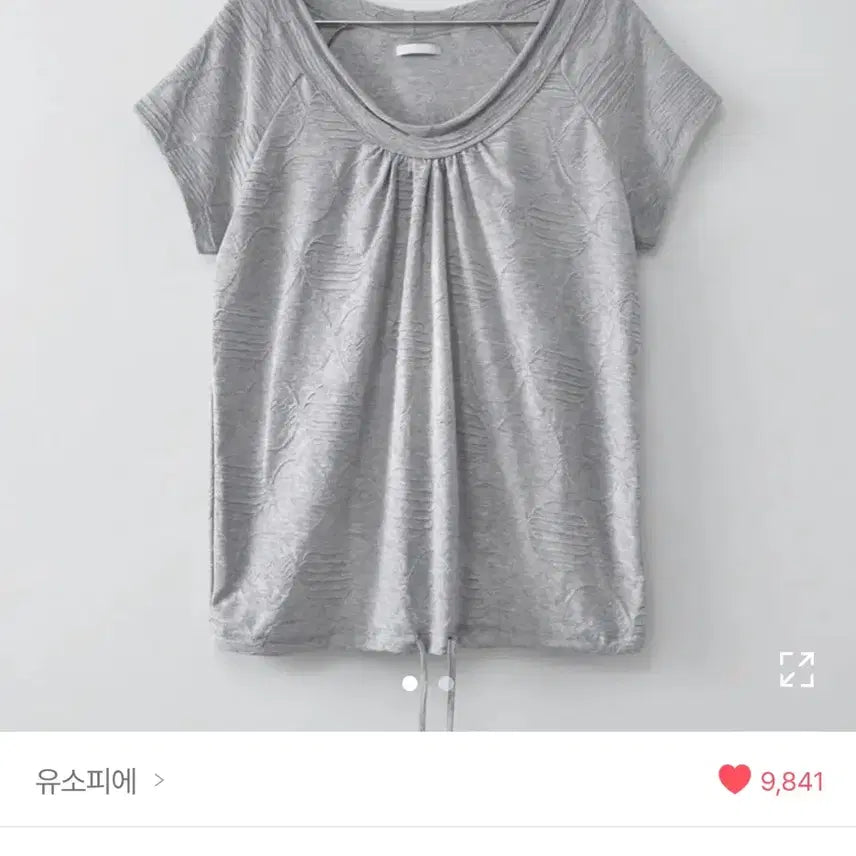[BUNJANG] Water Drop Balloon Short Sleeve Dot Vintage Top - Gray / 에이블리 물방울 벌룬 반팔 도트 빈티지 탑 그레이 drawstring shirring top 유소피에