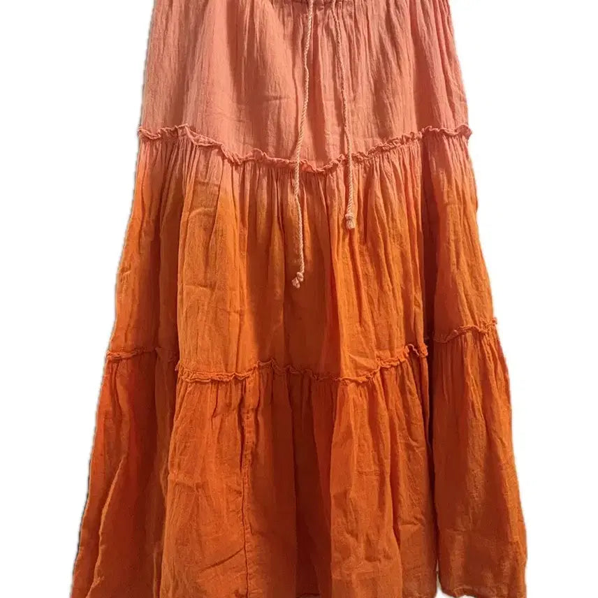 [BUNJANG] Vintage Orange Gradient Tiered Long Skirt / 빈티지 오렌지 그라데이션 캉캉 스커트 롱치마