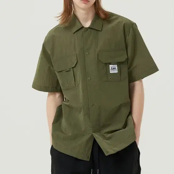 [BUNJANG] Lee Short Sleeve Shirt Olive Green XL / [새상품] Lee 반팔 셔츠 올리브 그린 XL