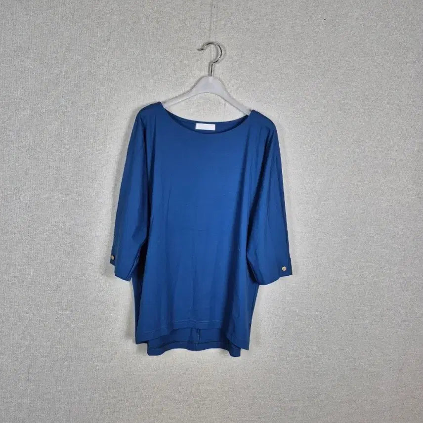 [BUNJANG] Any Sis Rayon Blend Blue 7-Button Sleeve Blouse (New) / (#77추천/택X새상품)레이온혼방 블루 7부단추장식소매 블라우스