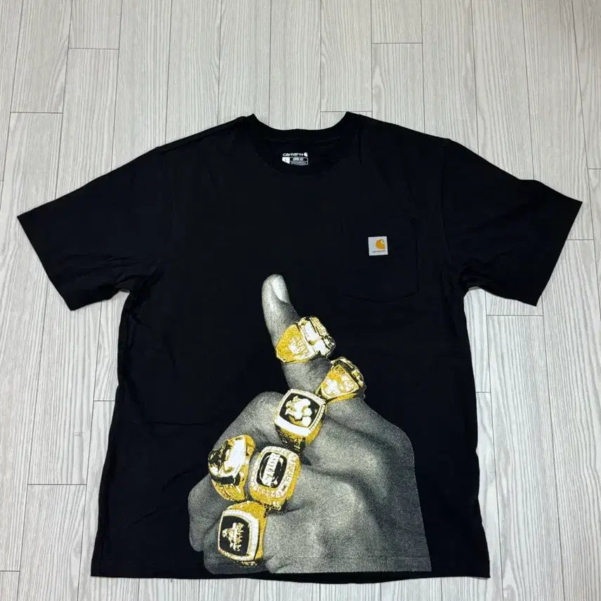 [BUNJANG] Carhartt x Jordan 6 Rings Graphic T-Shirt XL (105) Black / 칼하트&조던6우승 반지 반팔 xl105 상태s급 레어템