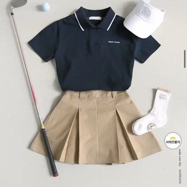 [BUNJANG] Dani Love Golf Collar T-Shirt Navy M / 다니러브 골프카라티