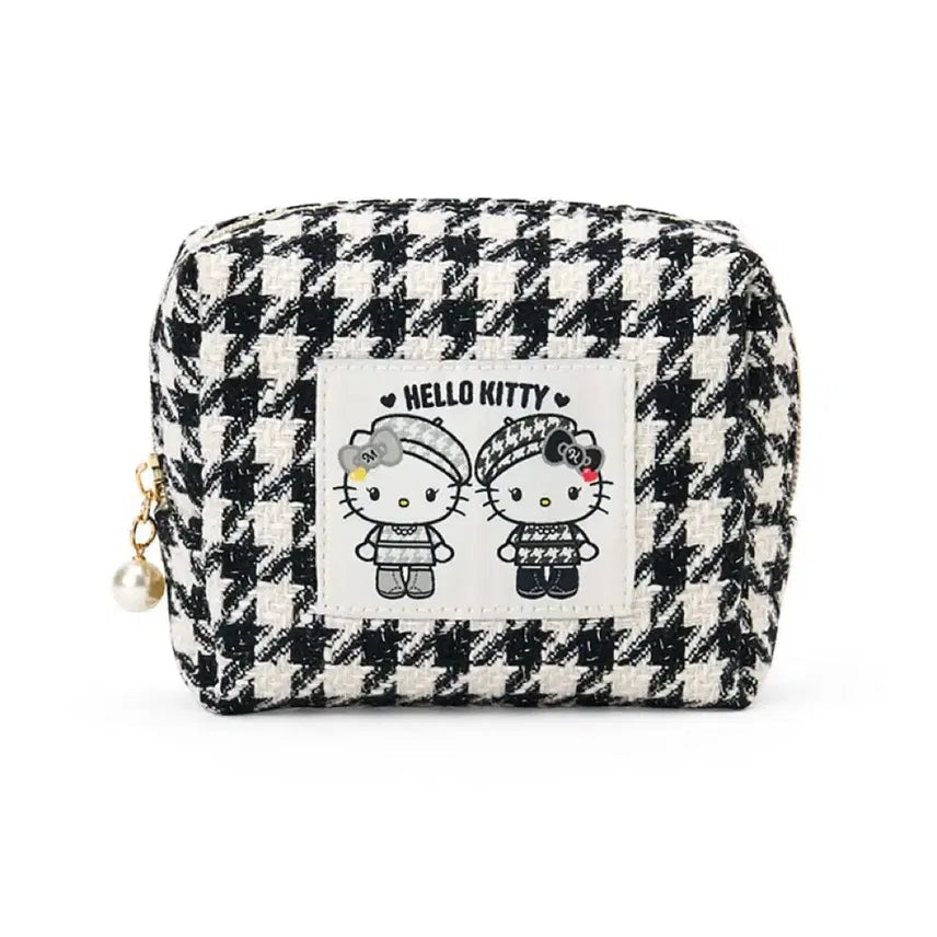 [BUNJANG] Sanrio Hello Kitty 51st Anniversary Houndstooth Check Pouch / (정품) 헬로키티 51주년 생일시리즈 키티미미 하운스투스 체크 파우치