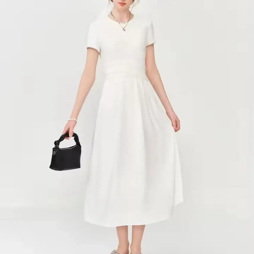 [BUNJANG] White Knit Long Dress Size 55 / 니트 화이트 롱 원피스 55사이즈