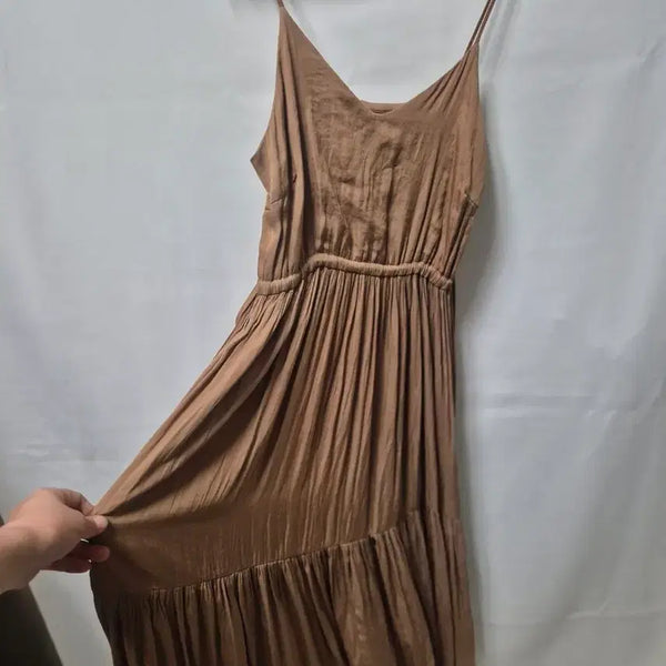 [BUNJANG] Khaki Sleeveless Maxi Dress - Size M / 카키색 민소매 롱 원피스 M