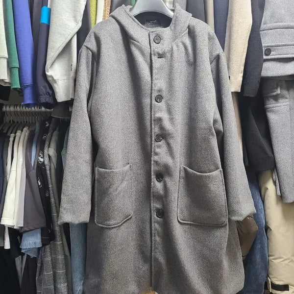 [BUNJANG] Topy Over Long Hooded Coat - Grey Outerwear / 토피 오버 롱 후드 코트 판매해요. 그레이 아우터