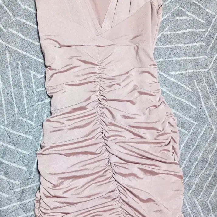 [BUNJANG] Pearl Indie Pink Drape Shirring V-neck Sleeveless Dress / 펄 인디핑크   드레이프  셔링 브이넥 민소매   원피스