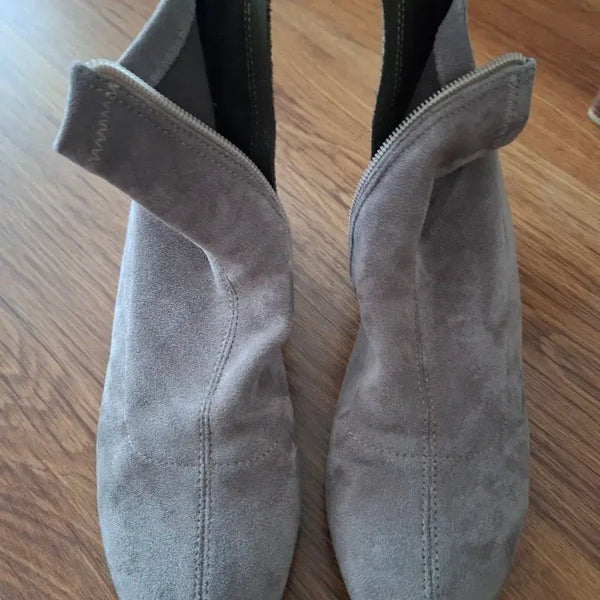 [BUNJANG] Tandy Suede Ankle Boots Grey / 탠디 스웨이드 앵클 부츠 그레이