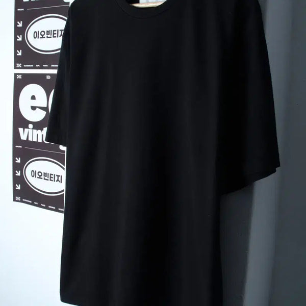 [BUNJANG] Brownyacht Plain Black T-Shirt (L-XL) / (L-XL) 브라운야드 반팔 티셔츠 무지 블랙 아메카지-H35252