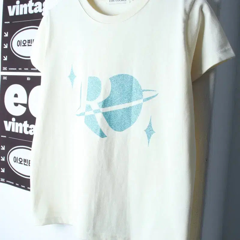 [BUNJANG] SM Entertainment The Rocket Big Logo Heart T-Shirt Ivory Pearl / W(S-M) 더 로켓 반팔 티셔츠 빅로고 하트 아이보리 펄-H35257