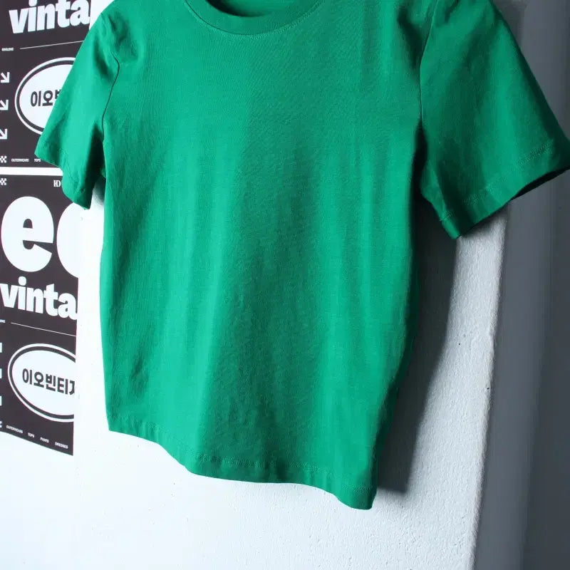 [BUNJANG] Zara Plain Cropped T-Shirt Green / W(L-XL) 자라 반팔 티셔츠 무지 크롭 그린-H35258