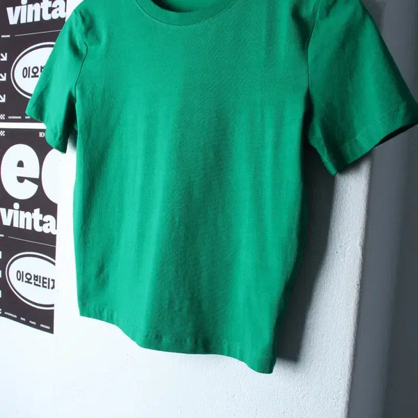 [BUNJANG] Zara Plain Cropped T-Shirt Green / W(L-XL) 자라 반팔 티셔츠 무지 크롭 그린-H35258