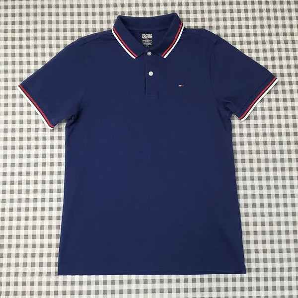 [BUNJANG] Tommy Hilfiger Men's Blue Short Sleeve Polo Shirt Size 90 / 타미힐피거 반소매 카라티 남자90