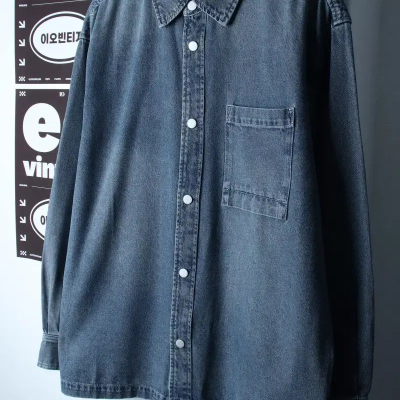 [BUNJANG] Adhoc Denim Plain Shirt XL-2XL / (XL-2XL) 애드호크 셔츠 남방 데님 청 무지 아메카지-H35263
