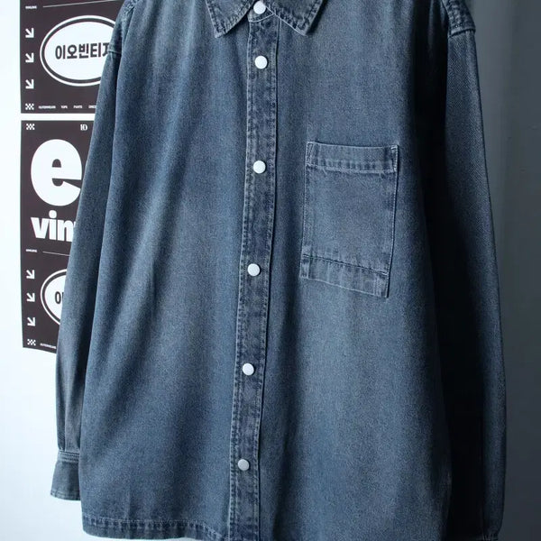 [BUNJANG] Adhoc Denim Plain Shirt XL-2XL / (XL-2XL) 애드호크 셔츠 남방 데님 청 무지 아메카지-H35263