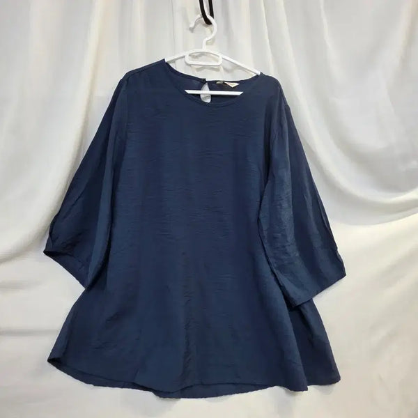 [BUNJANG] BB Women's Rayon Navy Round Neck Blouse 2XL / BB여성인견네이비 라운드넥  블라우스2XL