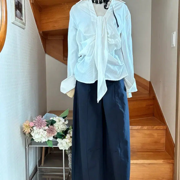 [BUNJANG] White Shirring Blouse / 화이트 셔츠 셔링
