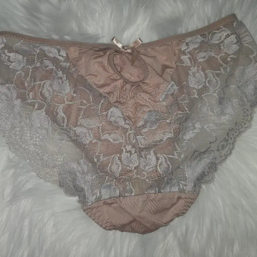 [BUNJANG] Satin Lace Panties (Pink/Beige) - Used / 새틴 레이스 팬티 핑크 베이지  중고