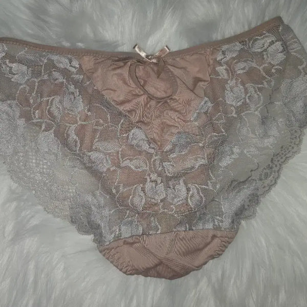 [BUNJANG] Satin Lace Panties (Pink/Beige) - Used / 새틴 레이스 팬티 핑크 베이지  중고