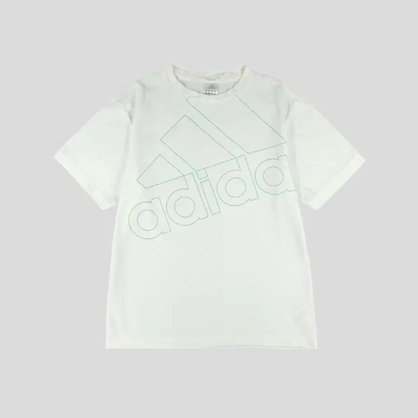 [BUNJANG] Adidas JP 00s White Mint Outline Big Logo Climalite T-Shirt M / 아디다스 JP 00s 화이트 민트 아웃라인 빅 로고 클라이마라이트 반팔 티셔츠 M